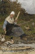 Anna Nordgren Farmer Woman At The Beach oil on canvas